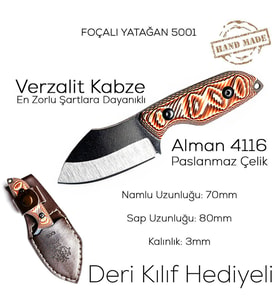 Foçalı 5001 Verzalit Yatağan El Yapımı 15cm Av Kamp Bıçağı