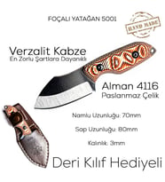 Foçalı 5001 Verzalit Yatağan El Yapımı 15cm Av Kamp Bıçağı