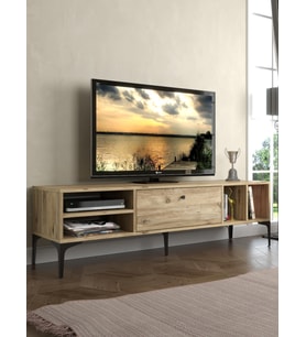 Wood'n Love Milan Tv Ünitesi Minifiks Bağlantı , Dolap Metal Ayak - Atlantik Çam / Siyah