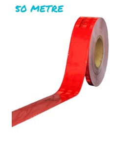Tüvtürk Onaylı Reflektör Fosforlu Düz Şerit Bant KIRMIZI 50 Metre E8 belge