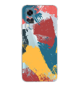 Vivo Y51 Uyumlu Kamera Korumalı Kapak Brushstroke Tasarımlı Şeffaf Silikon Kılıf