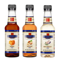 3'lü Şurup Seti (Karamel + Beyaz Çikolata + Fındık) Kahve Ve Kokteyl Şurubu 3x250ml