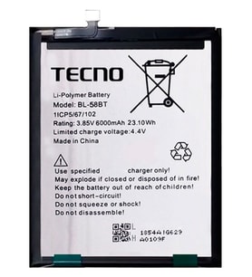 Tecno Pova Batarya Pil Sıfır Bl-58BT