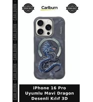 iPhone 16 Pro Uyumlu Mavi Dragon Desenli Kılıf 3D Kullanışlı Koruma Teknolojik Mobil Aksesuar