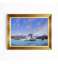 Tablore İstanbul Boğazı Nostaljik Şehir Hatları Vapuru Çerçeveli Kanvas Tablo Deniz Manzaralı