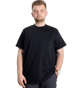 Mode XL Büyük Beden Erkek T-shirt Bisiklet Yaka INTERLOK 23162 Lacivert