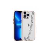 Apple iPhone 12 Pro Uyumlu Kılıf Taş Süslemeli Kamera Korumalı El Tutamaçlı Zore Blazer Kapak (Beyaz)