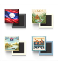 Buzdolap Magnetleri - Laos Vientiane - 4'lü Set Magneti