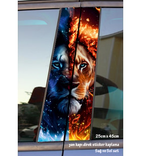 ormanlar kralı aslan sticker yan kapı direk kaplama 2li sol sağ takım yapıştırma