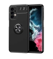 Galaxy A23 Kılıf Zore Ravel Yüzüklü Silikon Kılıf (Siyah)