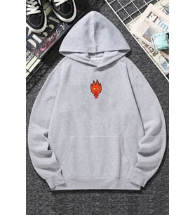 Unisex Ateş Avatar Baskılı Sweatshirt (Gri)
