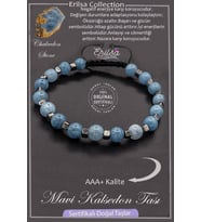 Sertifikalı AAA+ Kalite Gerçek Terahertz - Mavi Kalsedon Taşı Bileklik