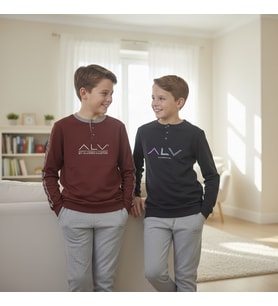 Genç Erkek Pamuklu 2 Adet 2'li Pijama Takımı AL009 V2, AL003 V1 BB2461