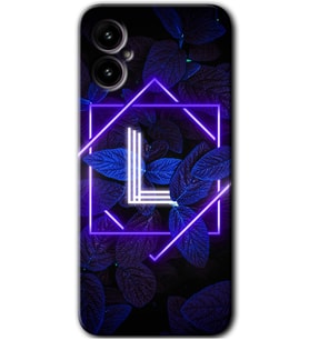 Omix X3 Kılıf HD Desen Baskılı Arka Kapak - Dark Neon Yaprak L Harfi