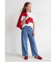 LCW Kids İndigo Wideleg Puantiyeli Kız Çocuk Jean Pantolon
