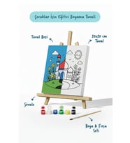 Çiçekli Yol ve Cami Şövaleli Boya Seti 20x20