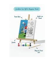 Çiçekli Yol ve Cami Şövaleli Boya Seti 20x20