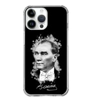 Apple iPhone 14 Pro Max Uyumlu Köşe Korumalı Antişok Kapak Atatürk Tasarımlı Şeffaf  Kılıf
