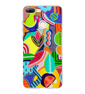 PrintiFy Huawei Honor 9 Lite ile Uyumlu 1mm Slim Fit Retro Renkler 6 Baskılı Şeffaf  Kılıf