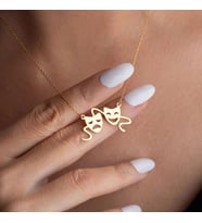 Kişiye Özel 925 Ayar Gümüş Minimal Tiyatro Maskesi Kolye (Gold)
