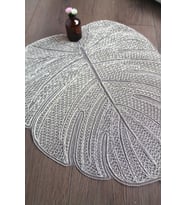 Gold Modern Yaprak Desenli Dantel Nakışlı Servis - Tepsi Örtüsü - Çeyizlik