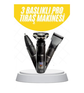 Mey İthalat® Tıraş Makinesi Profesyonel 3in1 Dijital Göstergeli 3 Başlıklı Erkek Bakım