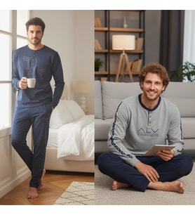 Erkek Pamuklu Bohçalık Ve Çeyizlik 2 Adet 2'li Pijama Takımı BB2477