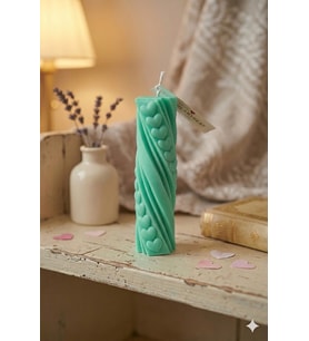 Ritmik Kalpler Mum - Mumelia Candles Doğal Soya, El Yapımı, Dekoratif - Zümrüt Yeşili