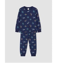 LCW Kids Lacivert Bisiklet Yaka Baskılı Erkek Çocuk Pijama Takımı