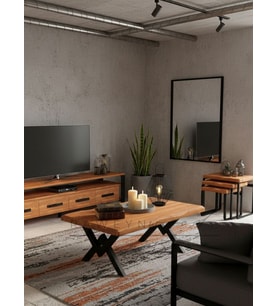 Baum Sulamalı Doğal Ahşap Orta Sehpa 70X110