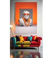 MODERN SANAT THUG HEYKEL V1 Ev Duvar Salon Güzellik Salonu Ofis Dükkan Dekarasyon Kanvas Tablo (Çok Renkli)