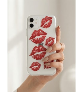 iPhone 11 Kırmızı Dudak / Öpücük Desenli Şeffaf Telefon Kılıfı - SSSSSS5806-9699