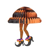 Halloween Cadılar Bayramına Özel Cadı Görselli Asmalı Petek Süs 30X21cm Turuncu-Siyah Renkler