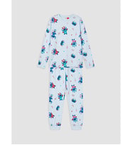 LCW Kids Mavi Stitch Baskılı Kız Çocuk Pijama Takım
