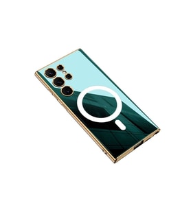 Samsung Galaxy S23 Ultra Uyumlu Kılıf Wireless Şarj Özellikli Kenarları Elektroplating Kaplama Aynalı Zore Kent Kapak