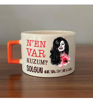 Nen Var Kuzum? Baskılı Turuncu Kulplu C Fincan