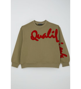 Locoloco Kız Çocuk Sweatshirt Kabartma Yazı Baskılı 9-14 Yaş, Haki Yeşil