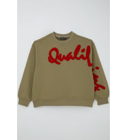 Locoloco Kız Çocuk Sweatshirt Kabartma Yazı Baskılı 9-14 Yaş, Haki Yeşil