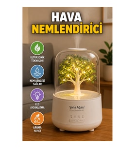 Şans Ağacı 250 ML Ultrasonik Hava Nemlendirici – LED Işıklı Aroma Yayıcı