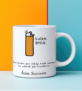 Komik - Esprili Kupa KAFAM BOZUK Tasarımlı İsim Soyisim Yazılı Kişiye Özel Kupa Bardak