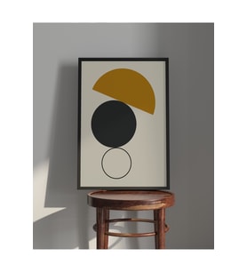Tablo  Ahşap Çerçeveli Tablo  Çerçeveli Poster  Soyut Daireler Tablo, Soyut Tablo (Karışık)