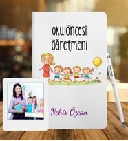 Okul Öncesi Öğretmenlerine Özel Defter Kalem & Fotoğraflı İnstagram Çerçeve Hediye Seti