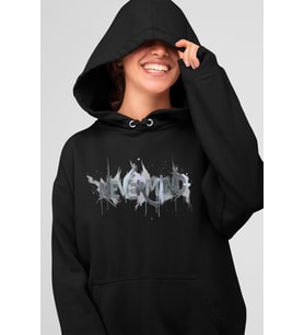 Oversize Baskılı Unisex Hoodie Sweatshirt (Siyah)