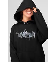 Oversize Baskılı Unisex Hoodie Sweatshirt (Siyah)