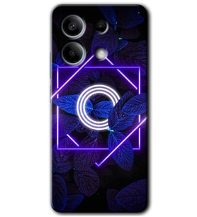 Redmi Note 13 5G Kılıf HD Desen Baskılı Kılıf - Dark Neon Yaprak O Harfi