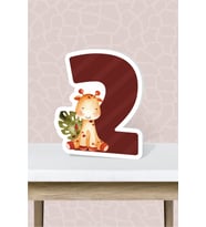 Safari Pastel Temalı Ayaklı Rakam Panosu - 2 Yaş (40 cm)