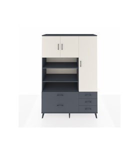 Hyperion Dolap 9 Raflı 5 Çekmeceli 3 Kapaklı 132x44x195 Antrasit-Aytaşı/Antrasit