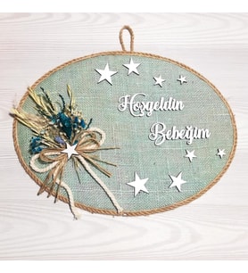 Lora Davet Erkek Bebek kapı süsü, Hastane kapı süsü, Duvar süsü (1 Adet) Mavi - 36210