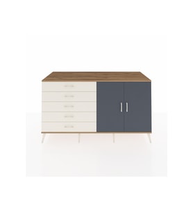 Kronos Konsol 2 Raflı 5 Çekmeceli 2 Kapaklı 176x59x99 Çam-Antrasit/Aytaşı