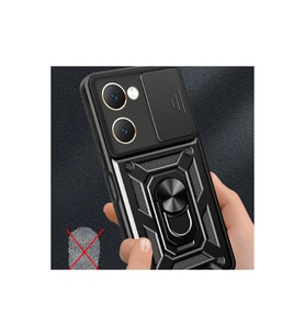 Vivo Y18 Kılıf Pars Lens Yüzüklü Silikon - Siyah